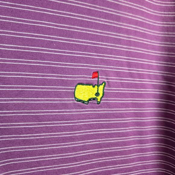 Masters Peter Millar Short Sleeve Polo Shirt Performance Cotton Purple Yellow L - Picture 2 of 7
